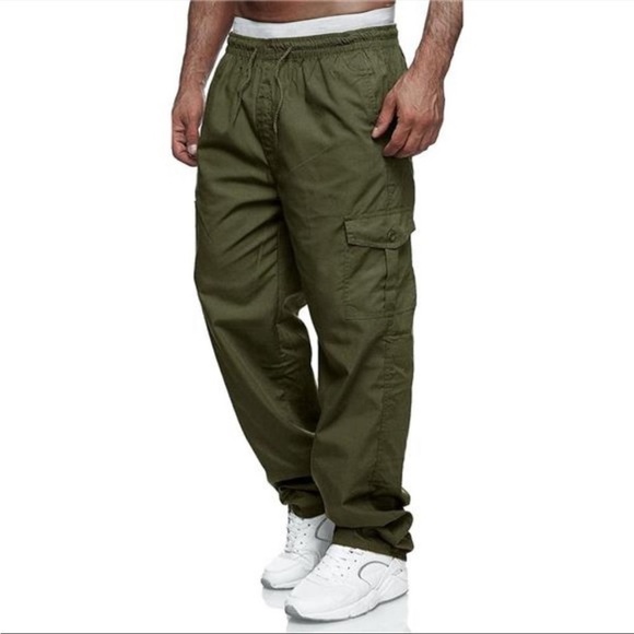 Mens Cargo Pants Relaxed Fit Drawstring Joggers Sweatpants *NEW*
